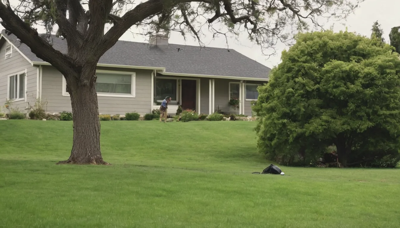 Homeowner photographing a leaning tree to prepare for a quote in the Lakeville area